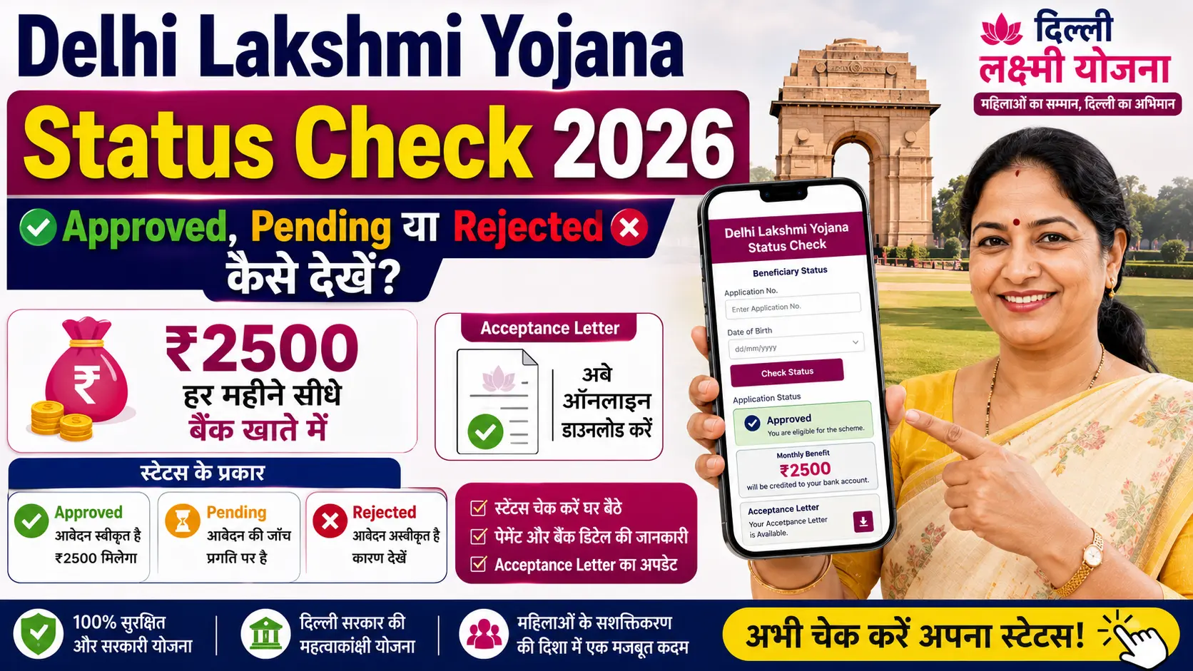 Delhi Lakshmi Yojana Status Check 2026