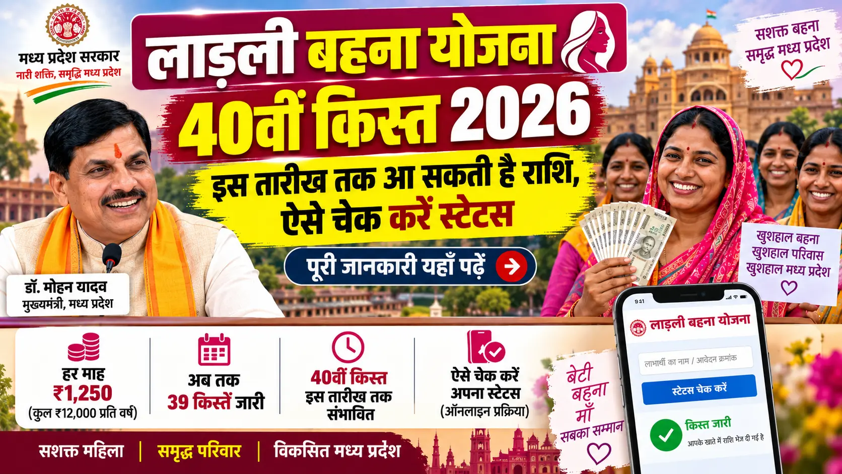 लाड़ली बहना योजना 40वीं किस्त